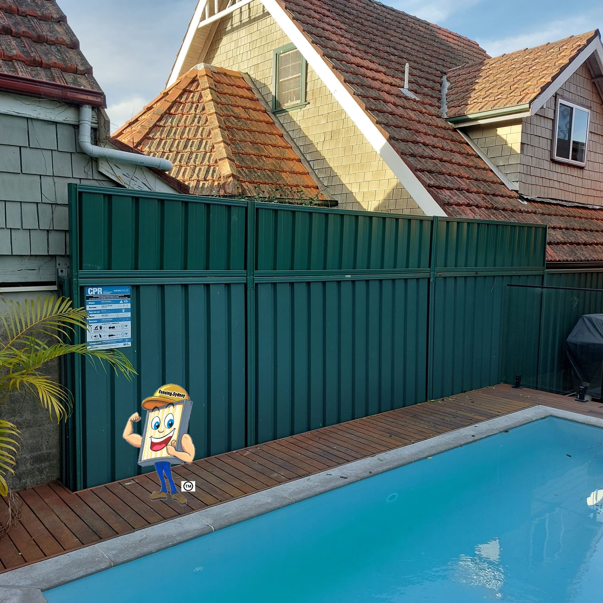 Colorbond fence with a lattice extension panel